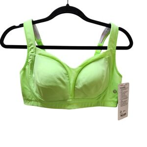 Lululemon Ta Ta Tamer II Sports Bra Neon Green Size 36DD High Impact Running NWT